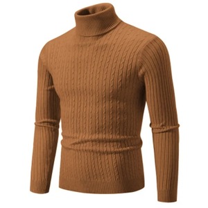New Men's High Neck <b>Sweater</b> Solid Color Pullover Knitted Warm Casual <b>Turtleneck</b> Sweatwear Woolen Mens Winter Outdoor Tops - Product Image 3