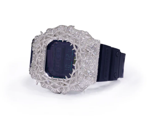 Reloj Digital para Mujer, de Lujo, Caja Cuadrada, Acero Inoxidable, Bisel de Moissanita, Esfera de Cristal, Correa de Goma, Pantalla LED, 38mm, Estilo Moderno - Product Image 2