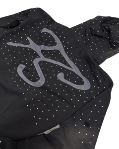 Custom Street Wear <b>Black</b> Oversized Streetwear Vintage Rhinestone Acid Wash Distressed Embroidered Patch logo <b>Zip</b> up <b>Hoodie</b> - Product Image 2