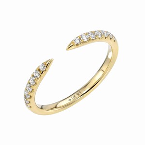 Bagues empilables à manchette ouverte en or massif 10k 14k 18k avec diamant de laboratoire taille ronde, bijoux fins modernes de luxe minimalistes pour usage quotidien - Product Image 5