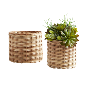 Maceta de Mimbre Natural Tejida con Forro, Cesta Decorativa Rústica para Jardín y Hogar, Precio al por Mayor de Fábrica de Artesanía de Vietnam - Product Image 1