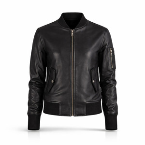 Custom Women Leather Biker Jacket Manufacturer Premium <b>Zipper</b> Design Eco-Friendly <b>Waterproof</b> Fashion Outerwear for Wholesale - Product Image 1