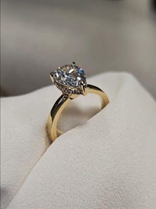 2 Carat Pear Moissanite Engagement <b>Ring</b> 925 Silver Halo <b>Ring</b> with Real Diamond Accents Elegant Bridal Statement <b>Fine</b> Jewelry - Product Image 3