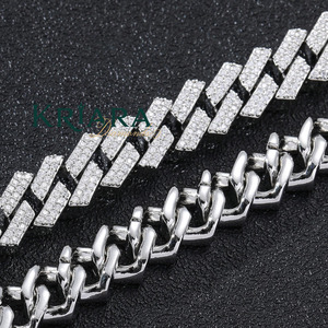 Men's S925 <b>Silver</b> Rhodium Plated Moissanite Link <b>Chain</b> Necklace Round Brilliant Cut Micro Pave Luxury Everyday Wear - Product Image 4