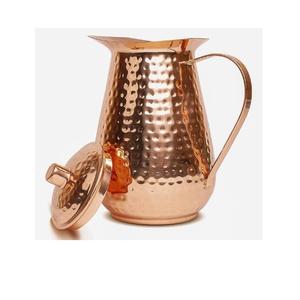 Carafe en cuivre pur à 100 %, grande taille, avec couvercle, artisanale, martelée, pour eau – Meilleure vente - Product Image 3