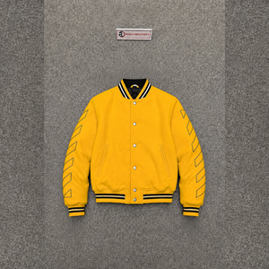 Chaqueta Varsity PREMIUM GOLD con Patrón Geométrico, Corte Regular, Estilo Casual para Otoño, Cuello Camisero, Material de Poliéster, URBAN STR - Product Image 5