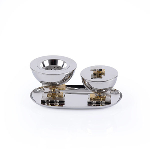 Juego de quemador de incienso minimalista de metal con tapa y bandeja a juego para aromaterapia, decoración de mesa para el hogar, quemador de bakhoor para Ramadán. - Product Image 2
