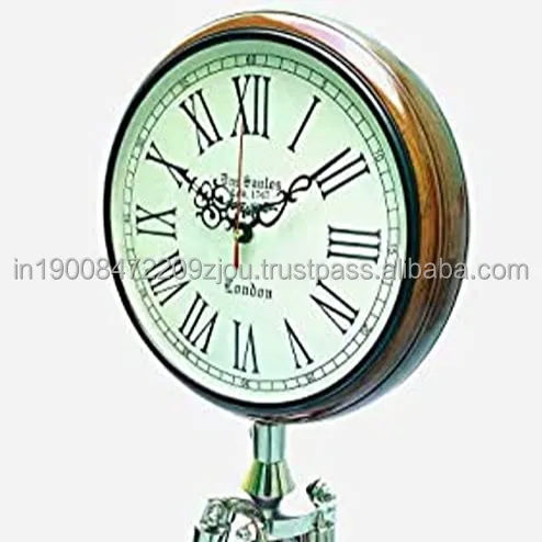 Relógio náutico antigo feito à mão, com tripé, suporte, relógio vintage, estilo de madeira, item de decoração de casa e sala de estar