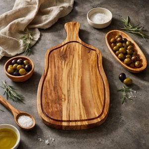 Planche à découper rectangulaire en bois d'acacia naturel, écologique, avec poignée en bois, passe au lave-vaisselle, épaisseur 1,5 cm, ALI FASHION - Product Image 5