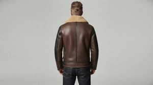 Chaqueta de aviador para hombre, estilo shearling, forrada con piel cálida, informal, para invierno, con cierre de cremallera, fabricación personalizada - Product Image 4