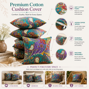 Colorful Luxury Plant Paisley Cotton Cushion Cover Decorative Throw <b>Pillow</b> Case for <b>Sofa</b> Living Room Bedroom Home Decor - Product Image 6