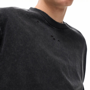 T-shirt en coton 100% de haute qualité, poids lourd 300 GSM, délavé à l'acide, personnalisé, surdimensionné, vintage, effet soleil délavé, vieilli, vierge - Product Image 4