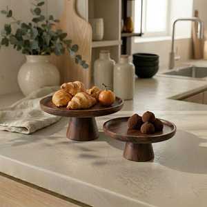 Soporte para Pastel de Madera de Acacia Ecológico para Fiestas, Soporte para Pastel de Boda con Platos de Madera Duraderos y Sostenibles para Alimentos - Product Image 1