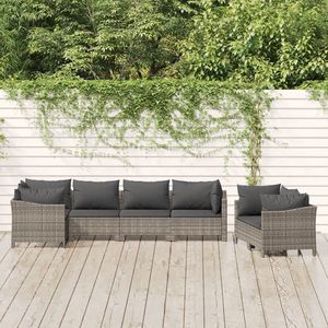 Ensemble de salon de patio en rotin gris de 7 pièces avec coussins Ensembles de jardin - Product Image 1