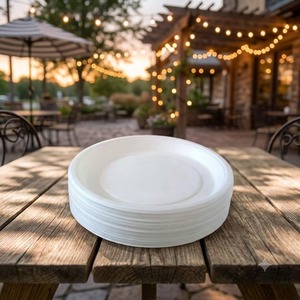 Assiette ronde biodégradable de 6 pouces en bagasse de canne à sucre, compostable, jetable, pour collations et desserts - Product Image 1