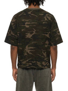 T-shirt en coton mélangé camouflage avec logo personnalisé, col rond décontracté, streetwear, tactique, entraînement en plein air, séchage rapide, OEM ODM, mode été - Product Image 1