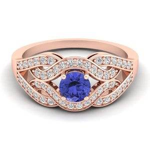 Bagues de fiançailles REYES en or massif 14 carats de haute qualité avec moissanite, bijoux de mariage élégants avec pierre précieuse tanzanite pour femmes - Product Image 6