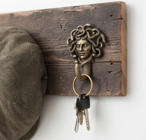Antique Metal Medusa Head Wall <b>Hook</b> Handmade Decorative Face Pattern Single <b>Hook</b> For Clothing Storage Stylish Home Accent - Product Image 4