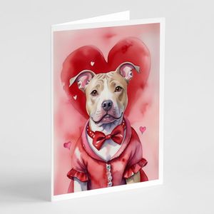 Whimsical A7 Tamaño 5x7 New Pit Bull Terrier My Valentine Tarjetas de felicitación Pack 8 Tarjetas de nota en blanco con sobres - Product Image 1