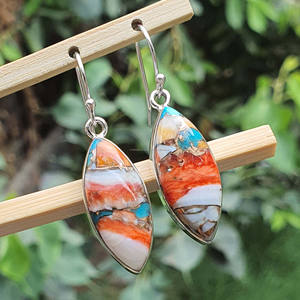 925 boucles d'oreilles pendantes en argent Marquise Spiny Oyster Turquoise Fine plaqué or bijoux pour femmes pour mariages fiançailles faites - Product Image 6