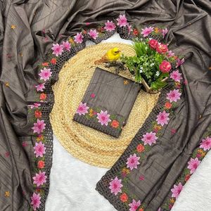Sari en soie pure Manipuri élégant avec broderie au fil Malti et travail ajouré, sari ethnique pour occasions spéciales par Royal Export - Product Image 6