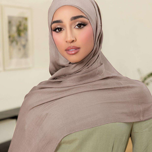 Hijab uni en modal de qualité supérieure, foulard islamique respirant en rayonne et coton, châle doux de style arabe pour femmes musulmanes avec bonnet hijab - Product Image 2