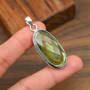 Pendentif en améthyste verte, fait main, en argent sterling 925, bijou en améthyste naturelle, cadeau pour une utilisation occasionnelle - Product Image 3