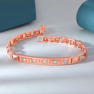Asymmetrical Heart Cluster Diamond Link <b>Bangle</b> <b>Bracelet</b> - Product Image 4