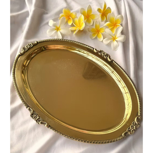 Elegante Bandeja de Servicio Chapada en Oro, Acabado Metálico Pulido, Diseño Sólido, Concepto Home CMC-TR1261, Hecha a Mano, Calidad Comercial para Alimentos - Product Image 6