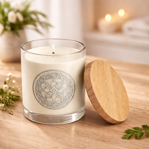 Bougie en cire de soja faite à la main, en verre givré élégant avec couvercle en bois, parfumée, pour le Nouvel An et les mariages - Commande en gros - Product Image 1