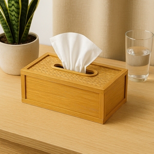 Caja de pañuelos con tapa de bambú brillante, ecológica y hecha a mano, estilo bohemio, para mesa - Product Image 6