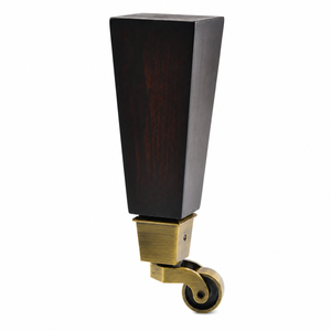 Pata de Mueble Trapezoidal de Madera Maciza con Rueda de Latón para Silla, Uso en Oficina y Hogar, Fácil Instalación, Pata de Sofá de Madera Maciza - Product Image 1