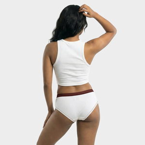 กางเกงในสตรีเอวกลาง สีขาวล้วน ผ้าฝ้ายถัก ระบายอากาศได้ดี - Product Image 3