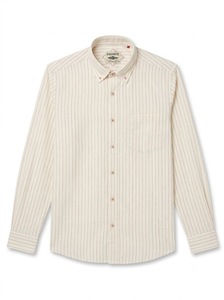 Camisa Casual de Lino/Algodón a Rayas para Hombre, Cuello con Botones, Manga Larga, Corte Ajustado, Transpirable, Tejida para Verano - Product Image 3