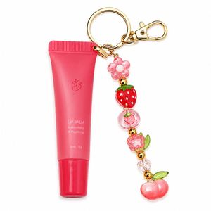Lindo Llavero de Fresa con Cuentas Acrílicas de Frutas para Mujer, Accesorios Decorativos para Bolsos y Cremas de Manos - Product Image 1