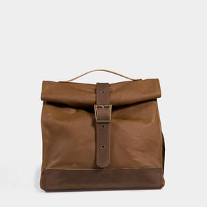 Eco Friendly Durable Leather Canvas Insulated Waterproof <b>Lunch</b> Tote Zipper Closure Reusable Food Carrier for School LCLB-0016 - Product Image 5