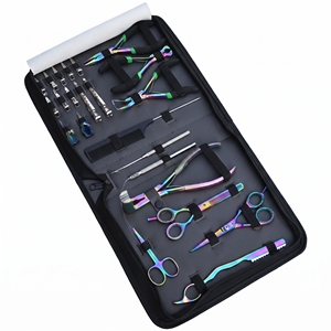 Kit de Extensiones de Cabello de Alta Resistencia con Estuche Negro, Pinza de Presión para Cinta Adhesiva, Cortador de Queratina, Tijeras de Afeitar y Tijeras de Entresacar - Product Image 5