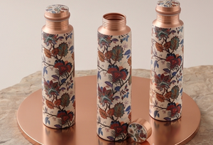 High Quality Floral Printed Design Copper Water Bottle Eco Friendly Leakproof Flask for Daily Hydration Travel Home Office - Product Image 5