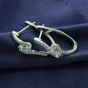 Moissanite Bridal <b>Ring</b> <b>Set</b> Round Cut Halo Engagement <b>Ring</b> Matching Band Silver Jewelry - Product Image 2