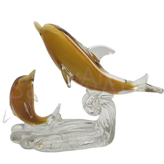 Янтарный дельфин из муранского стекла ручной работы из дутого стекла художественное праздничное деловое Подарочное настольное украшение