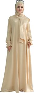 Abaya Hijab pour femme, robe longue à manches longues, couleur unie, tenue modeste quotidienne, légère, en rayonne, coupe ample, style Moyen-Orient - Product Image 2