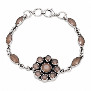 Bracelet ethnique en laiton plaqué argent antique, motif floral élégant et perlé, pour femme, cadeau d'anniversaire, vente en gros - Meilleure vente - Product Image 1