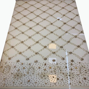 Luxury Traditional Handmade Beaded Embroidered Floral Gold Eco-Friendly High Quality Spandex/Nylon Mesh <b>Lace</b> Rhinestones Silver - Product Image 1