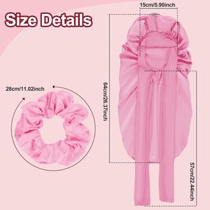 Satin Silk <b>Bonnet</b> for Women Adjustable Black Solid Color Hair Wrap for All Hairstyles Shower Use Four Seasons - Product Image 5