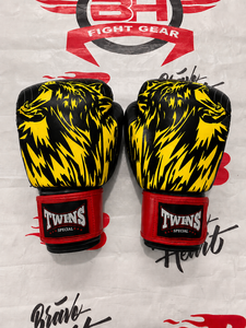 Guantes de Boxeo Twins, Diseño Dragón Negro y Rojo, Cierre de Gancho y Bucle, Equipo de Artes Marciales de Cuero para Adultos, Jóvenes y Niños - Product Image 3