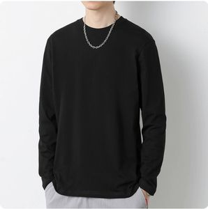 Camiseta de Manga Larga de Algodón Puro para Hombre, Camiseta Interior Blanca Sólida, Camiseta de Cuello Redondo - Product Image 3