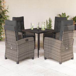 <b>Grey</b> Rattan Garden Dining Set 4 Seater Weather Resistant Outdoor Furniture Contemporary Style Steel <b>Frame</b> - Product Image 1