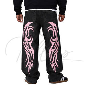 กางเกงยีนส์ฮิปฮอปทรงหลวมคุณภาพสูงสำหรับผู้ชาย แฟชั่นใหม่ สวมใส่สบาย ระบายอากาศได้ดี ขายส่ง - Product Image 3