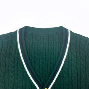 <b>Men's</b> Dark Green <b>Cable</b> <b>Knit</b> Pullover <b>Sweater</b> Long Sleeve Regular Fit Autumn Wear - Product Image 5