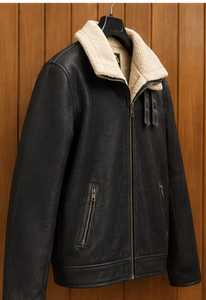 Veste en cuir noir pour homme Champ King avec fermeture éclair et fausse fourrure - Product Image 3